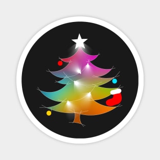 Colorful Rainbow Christmas Tree With Bright Christmas Lights Magnet